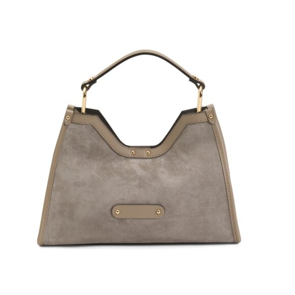 CHEVAL Grey Made In Italy Suede Geo Satchel